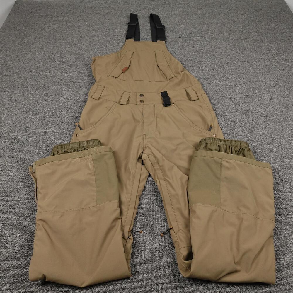 Dakine Snow Bib Pants Mens Small Beige Lined Water Resistant Ski Pockets